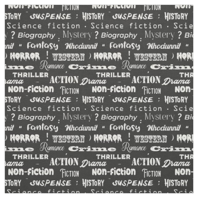 Tissu Genres de livre noir et blanc (Échantillon)
