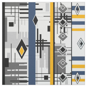 Tissu Géomète ornementale Abstraite moderne et noire