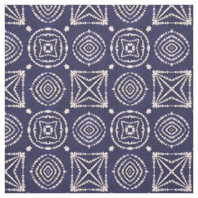 Tissu Géométrie de Shibori bleu et blanc (Échantillon)