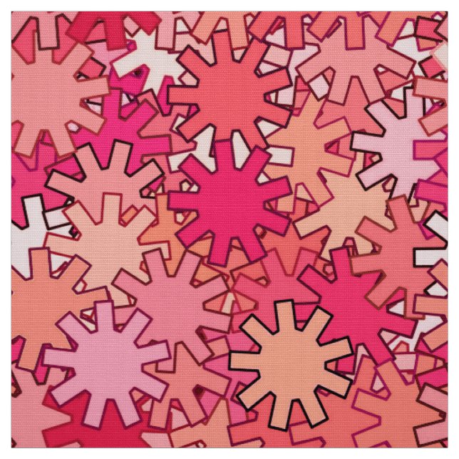 Tissu Géométrie moderne, Coral rose et Pêche (Échantillon)