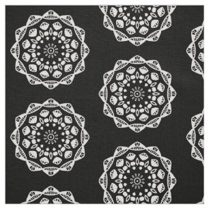 Tissu Géométrie organique 015 - Blanc sur noir