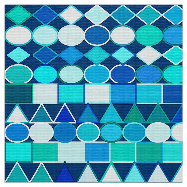 Tissu Géométrie Tribale moderne, Blues de Denim sur la m (Échantillon)
