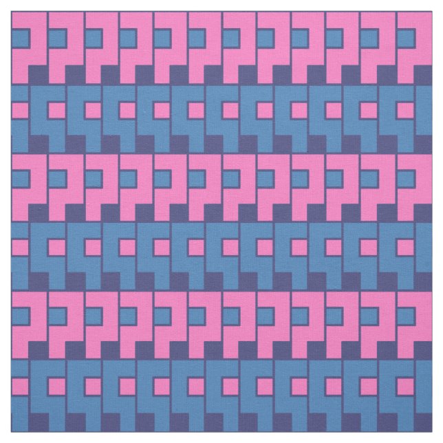 Tissu géométrique bleu rose (Échantillon)