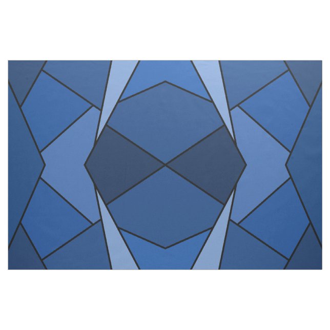 Tissu géométrique de formes de polygones bleus (Yard)