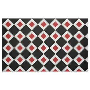 Tissu géométrique de motif noir, blanc, rouge de