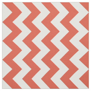 Tissu géométrique de zigzag orange et blanc