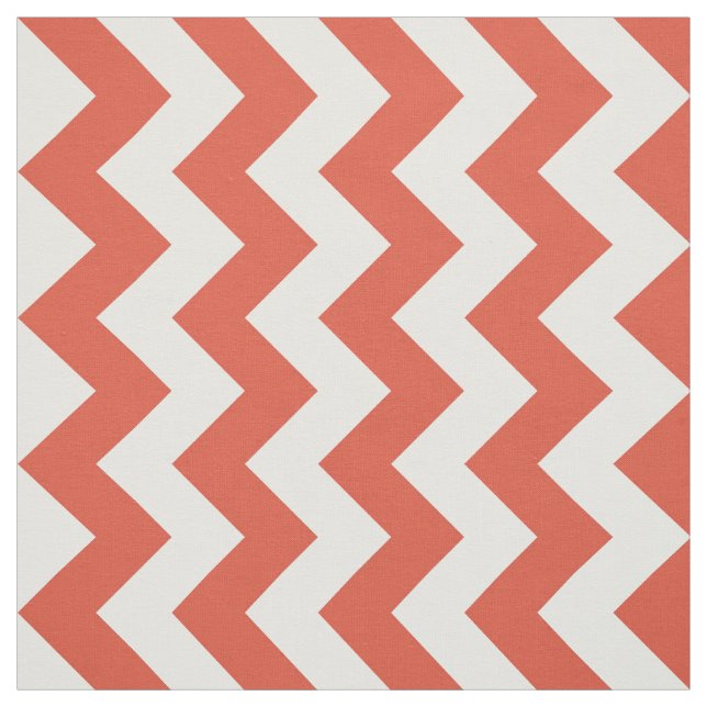 Tissu géométrique de zigzag orange et blanc (Échantillon)
