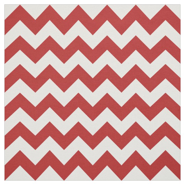 Tissu géométrique de zigzag rouge et blanc (Échantillon)