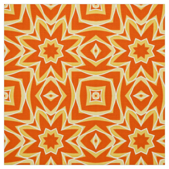 Tissu Géométrique étoile Abstraite - Orange et Or (Échantillon)