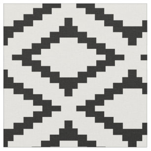 Tissu Géométrique moderne rose, blanc, et noir éléga
