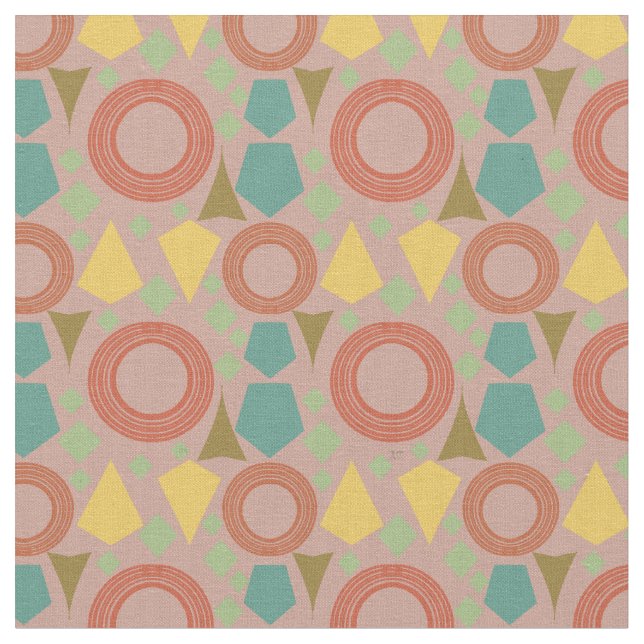 Tissu géométrique rose moderne du milieu du siècle (Fermer)