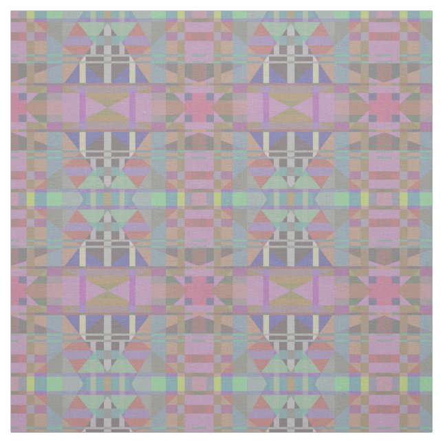 Tissu Géométrique vert violet rose (Échantillon)