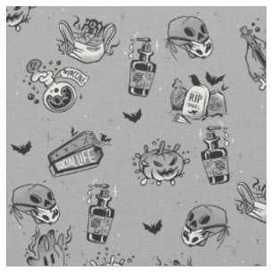 Tissu germes gris de côve halloween déplaisant