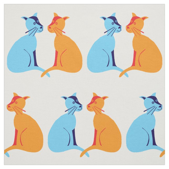 Tissu Ginger cat et blue cat (Échantillon)