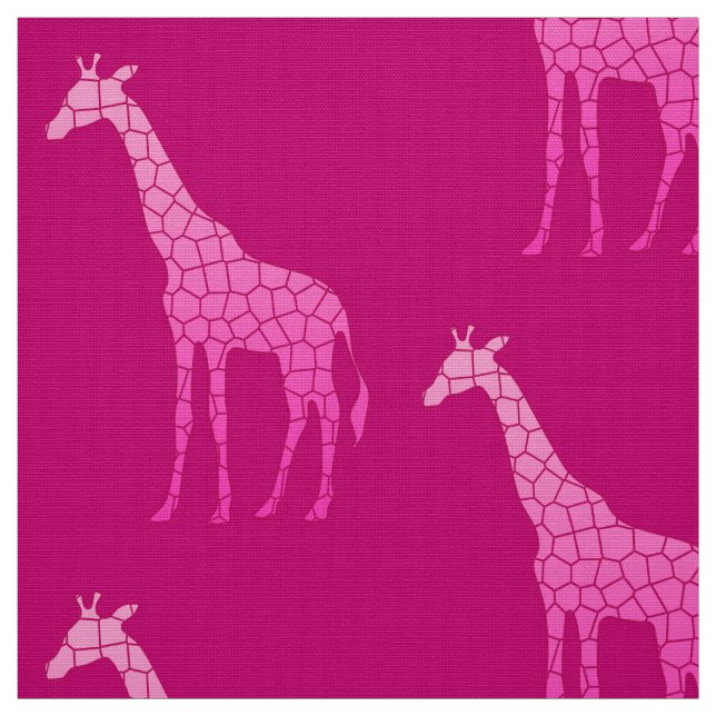 Tissu Girafe géométrique moderne, fuchsia et rose-clair (Échantillon)