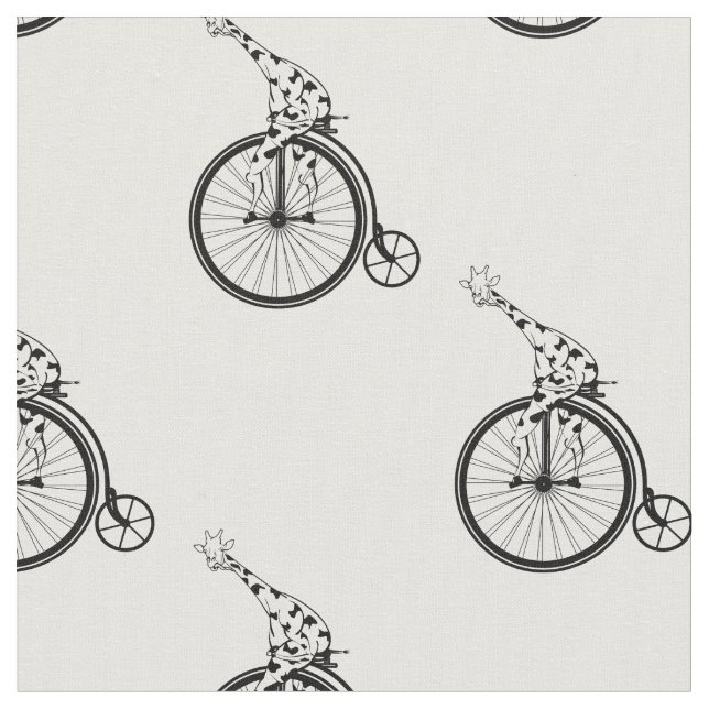Tissu Giraffe chevauchant un penny vélo farant (Fermer)