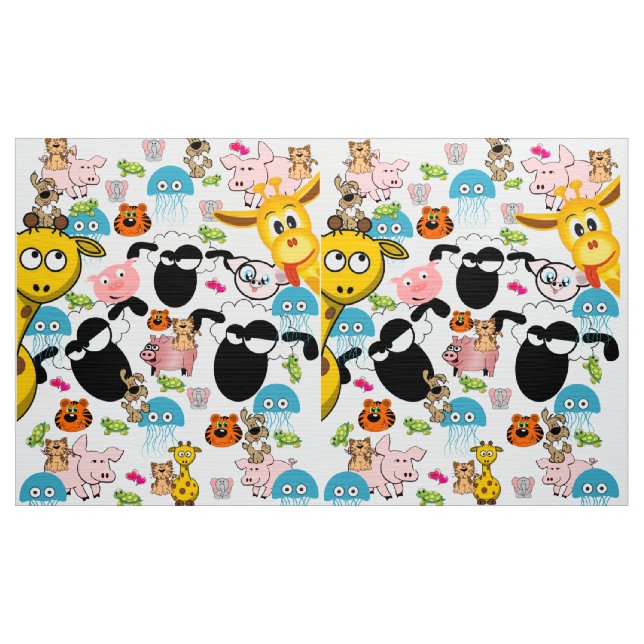 Tissu Giraffe Elephant Pig Chien Fabric (Yard)
