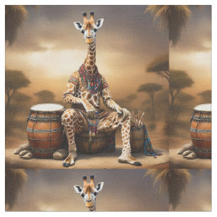 Tissu Giraffe Grooves : Une Sérénade Bongo dans la Savan