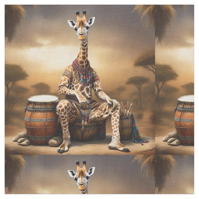 Tissu Giraffe Grooves : Une Sérénade Bongo dans la Savan (Fermer)