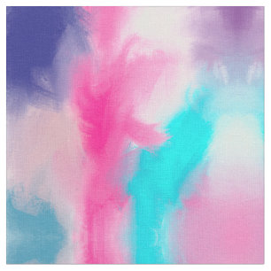Tissu Girly Artsy Neon Moderne Abstrait Brushstrokes Art