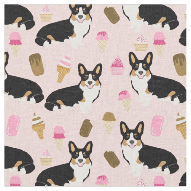 Tissu Glace rose Tri Corgi (Fermer)