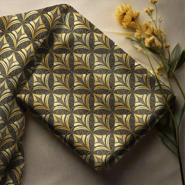 Tissu Glam Art Déco Noir Or ID1033 (Créateur téléchargé)