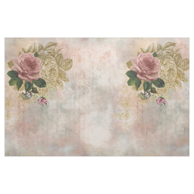 Tissu Glam Steampunk | Rose rose et or Rustique Floral (Fat Quarter)