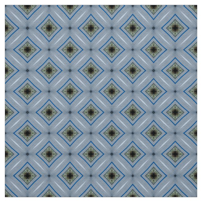 Tissu Glitch2 Bleu Style Design Tile Motif Fabric (Échantillon)