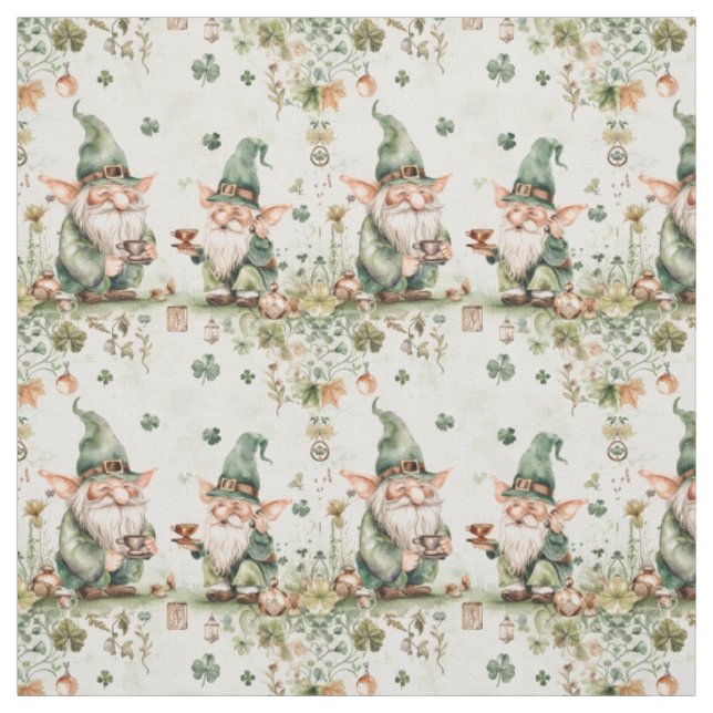 Tissu Gnome Barista St Patrick Café vert (Échantillon)
