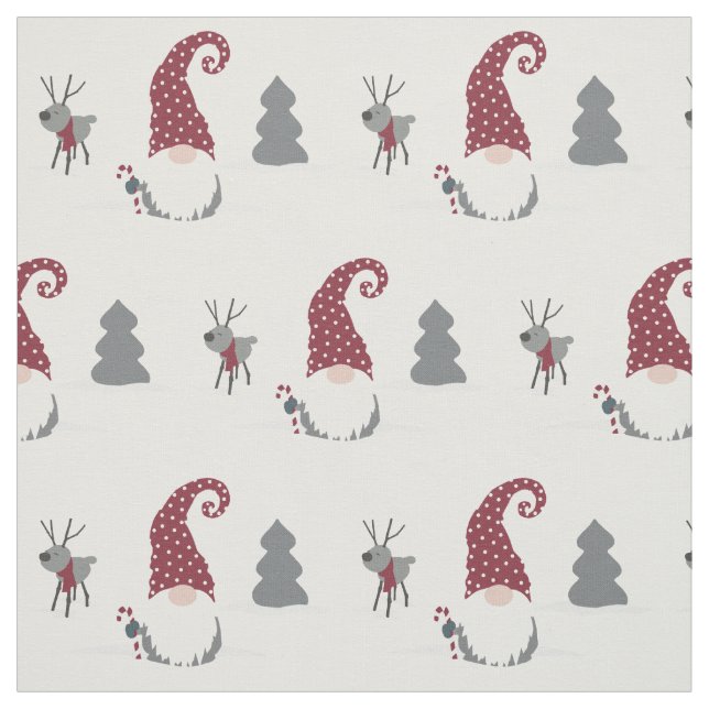 Tissu Gnome et Reindeer Scandinavian Tomte design (Échantillon)