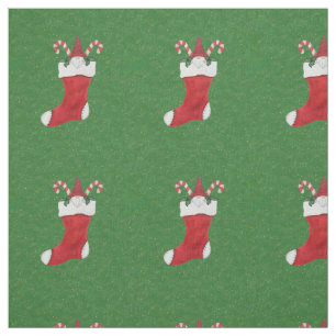 Tissu Gnome hérissé en rouge Noël Stocking vert