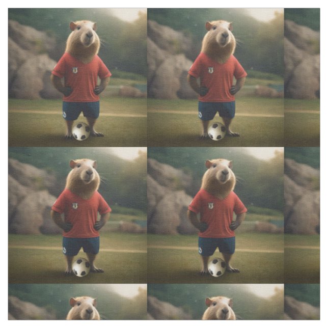 Tissu "Goal-Scoring Capybara : The Ultimate Soccer Star  (Échantillon)