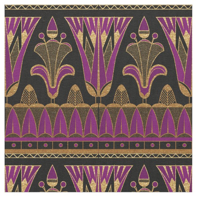 Tissu Gold violet et art déco noir (Fermer)