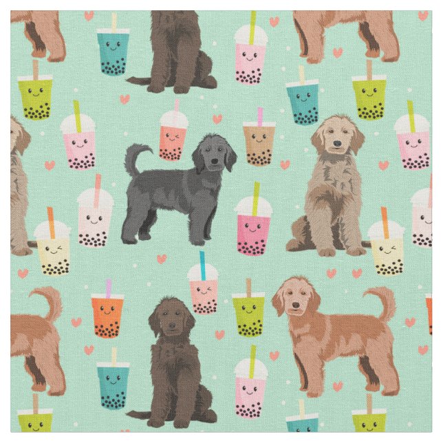 Tissu Golden Doodle joli et kawaii boba (Fermer)