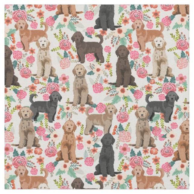 Tissu Golden Doodles crème vintage à fleurs (Fermer)