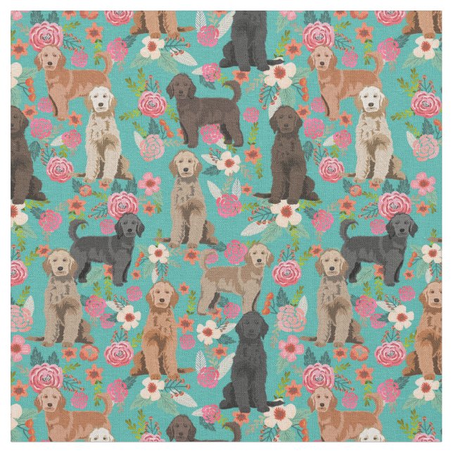 Tissu Golden Doodles vintage floral turquoise (Fermer)