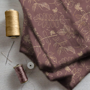 Tissu Golden Leaf Motif Mariage Gold Burgundy ID655