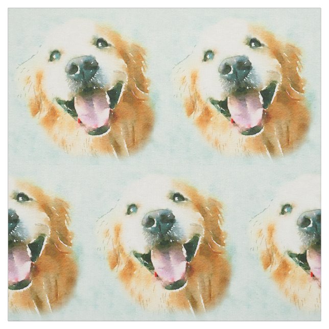 Tissu Golden retriever de sourire dans l'aquarelle (Échantillon)