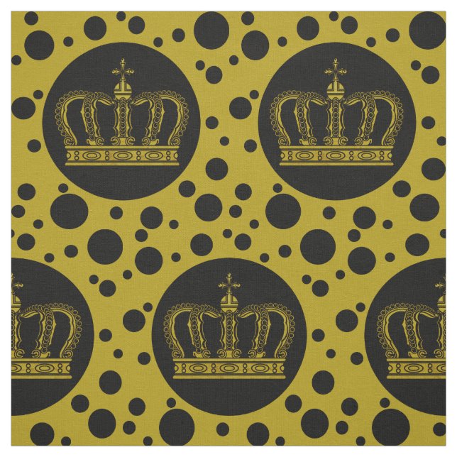 Tissu Golden Royal Crown & Dots + votre backgr. & idées (Échantillon)