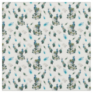 Tissu Golden Royal Peacock Feathers Running Print