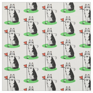 Tissu Golf Sibérien Husky (noir) Chien Jouant Mal Drôle