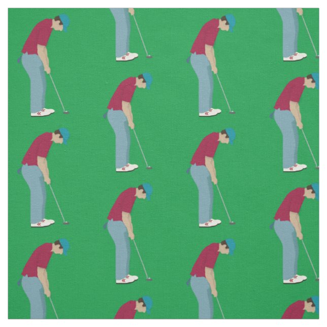Tissu Golfeurs verts Putting Golf Balls Motif (Échantillon)