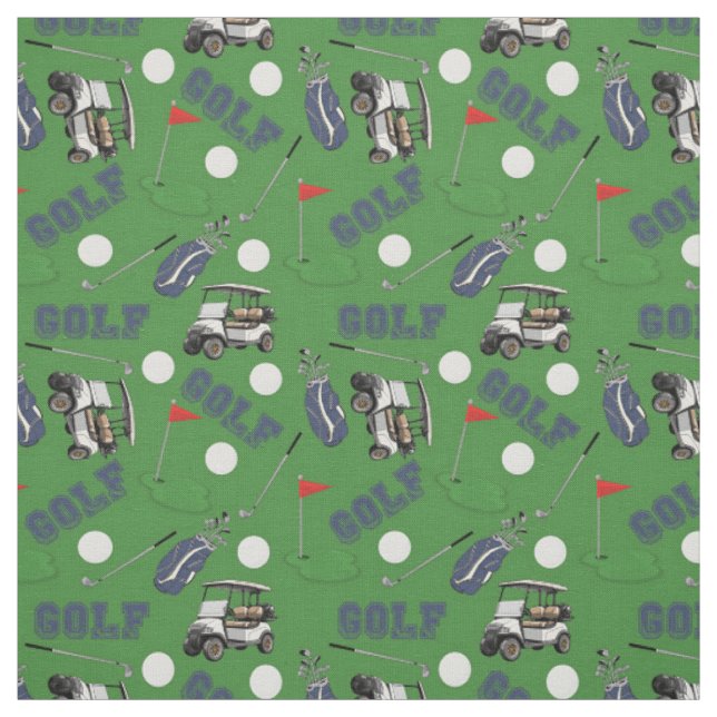 Tissu Gone Golfing sur le vert de l'herbe (Échantillon)