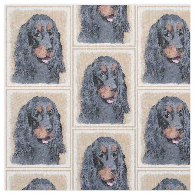 Tissu Gordon Setter Peinture - Joli art original chien (Échantillon)