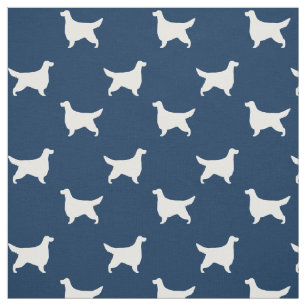 Tissu Gordon Setter Silhouettes Motif Bleu et blanc