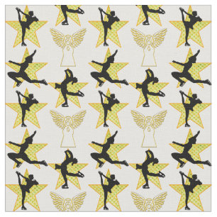 TISSU GORGEOUS GOLD FIGURE SKATING NOËL DESIGNS