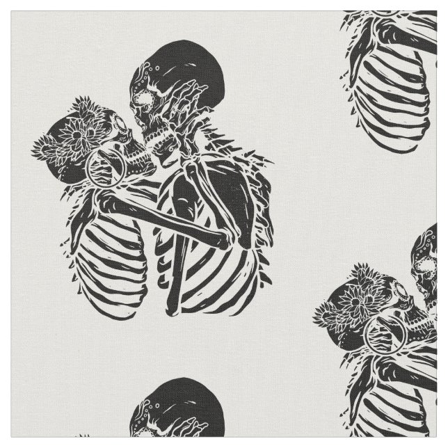 Tissu goth squelette amoureux valentines (Fermer)