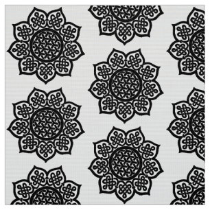 Tissu GOTHIC SOLEIL Noir Blanc Celtique noeuds