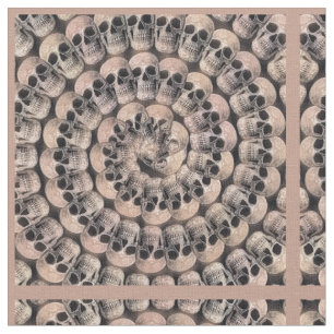 Tissu Gothique Crâne Vintage Sepia Abstrait Spiral Moti
