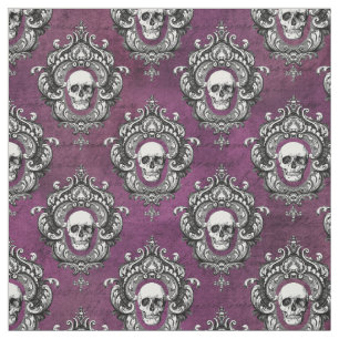 Tissu Gothique du crâne et du violet